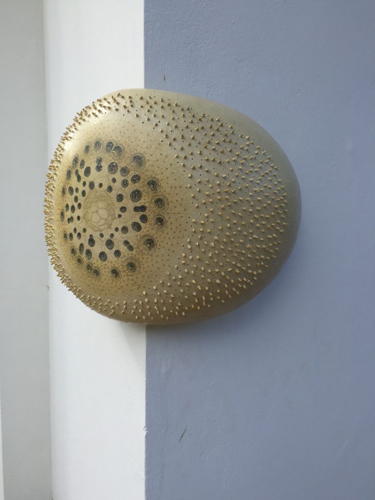 Sea Urchin, 2015, glazed stoneware with ceramic decal, 38 x 45 x 43 cm
