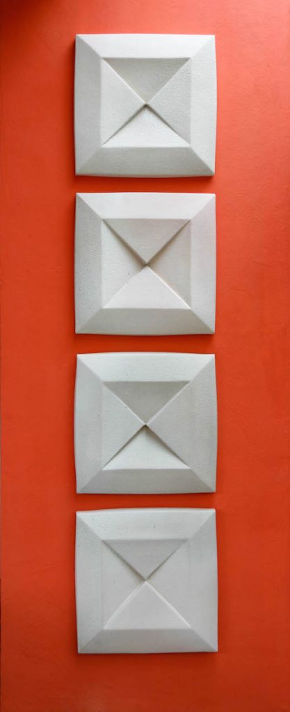Squares and Triangles II, 2013, glazed earthenware, 55 x 5 x 225 cm