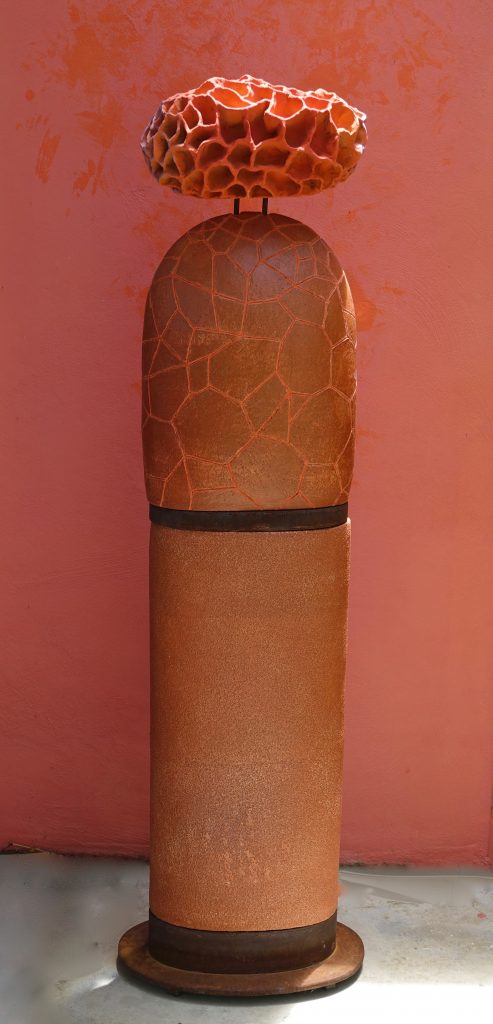 Orange Blossom, 2019, stoneware and steel, 43 x 30 x 150 cm